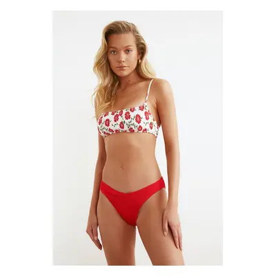 Trendyol Red Textured V-Cut Bikini Bottoms