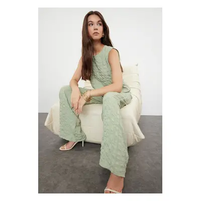 Trendyol Mint Crepe Woven Blouse-Pants Set