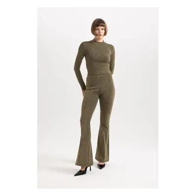 DEFACTO Shiny Fabric Flared Leg Trousers