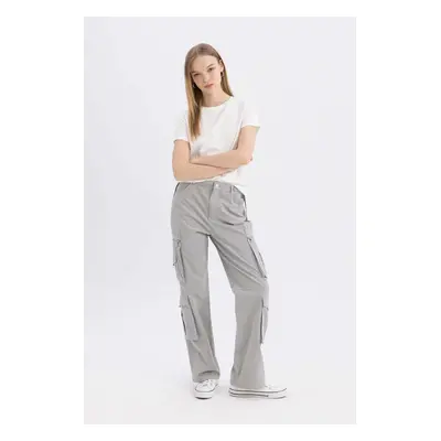 DEFACTO Straight Fit Cargo Gabardine Trousers