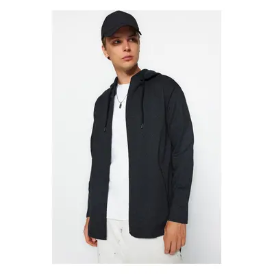 Trendyol Anthracite Zippered Hooded Sweatshirt/Cardigan