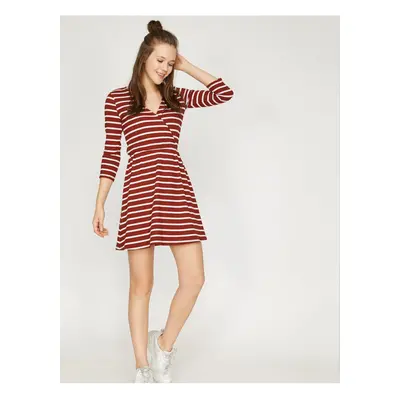 Koton Women's Brown Striped Dress