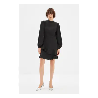 Trendyol Black Frilled Skirt A-Line Mini Woven Dress