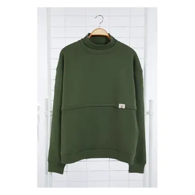 Trendyol Limited Edition Khaki Oversize/Wide Cut Labeled Inside Polar Fleece Sweatshirt