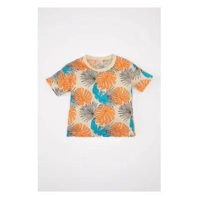 DEFACTO Baby Boy Crew Neck Palm Tree Patterned Short Sleeve T-Shirt