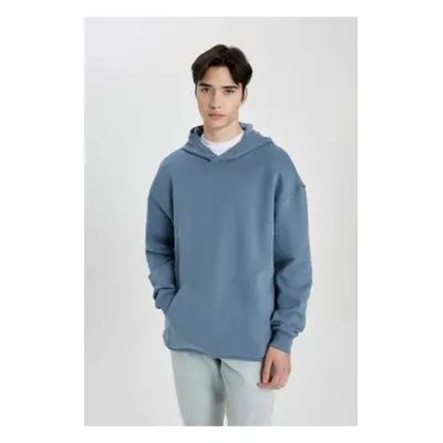 DEFACTO Comfort Regular Fit Casual Pattern Hooded Basic Sweatshirt