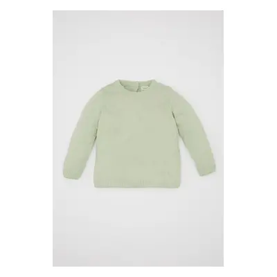 DEFACTO Baby Girl Crew Neck Basic Plain Knitwear Sweater