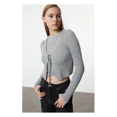 Trendyol Gray Crop Blouse-Cardigan Set Knitwear Cardigan