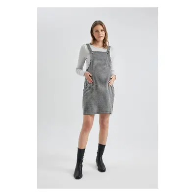 DEFACTO Regular Fit Patterned Maternity Mini Overall Dress