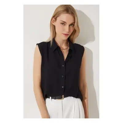 Happiness İstanbul Women's Black Sleeveless Viscose Shirt