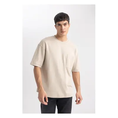 DEFACTO Oversize Wide Pattern Crew Neck Short Sleeve 100% Cotton Heavy Fabric Basic Plain T-Shir