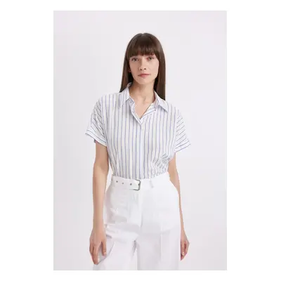 DEFACTO Oversize Wide Fit Striped Short Sleeve Shirt