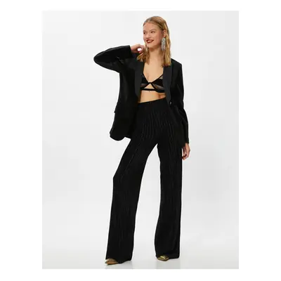 Koton Corduroy Palazzo Pants with Elastic Waist.