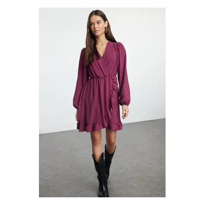 Trendyol Purple Elastic Waist Flounce Mini Woven Dress