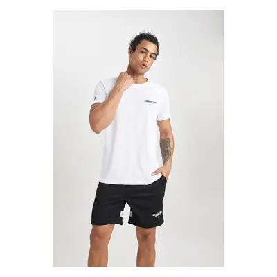 DEFACTO Fit Slim Fit Slim Cut Crew Neck Printed Sports Short Sleeve T-Shirt