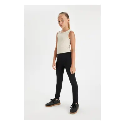 DEFACTO Girl's Standard Size Black Basic Plain Leggings