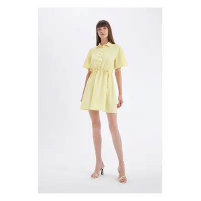 DEFACTO Shirt Collar Short Sleeve Mini Dress