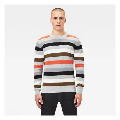 G-STAR Sweater - Multi stripe r knit l\s grey