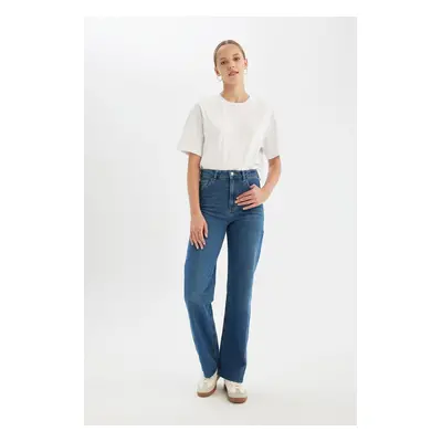 DEFACTO 90's Wide Leg High Waist Long Jean Washed Trousers