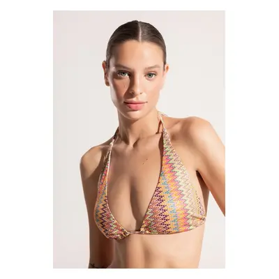 Ayje x DeFacto Weightlifting Neck Patterned Triangle Bikini Top