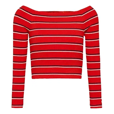 Tommy Jeans Top - TJW SKINNY OFF SHOULDER STRIPE red