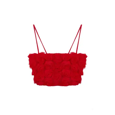 Trendyol Limited Edition Red 3D Floral Crop Bustier