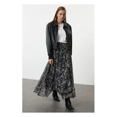 Trendyol Black Ruffle Detailed Woven Skirt