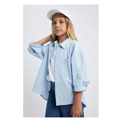 DEFACTO Girls Poplin Long Sleeve Shirt