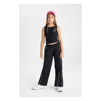 DEFACTO Girls Wide Leg Wide Leg Elastic Waist Black Trousers