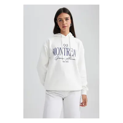 DEFACTO Relax Fit Hooded Printed Sweatshirt