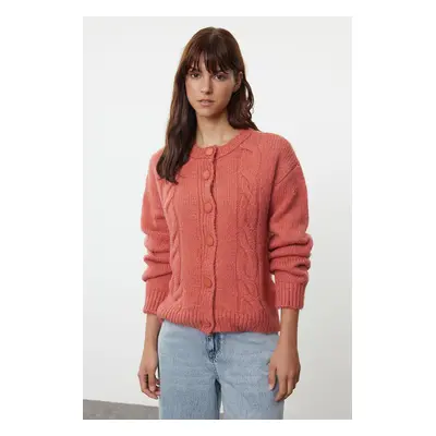 Trendyol Dusty Rose Soft Texture Knit Detailed Knitwear Cardigan