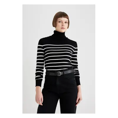 DEFACTO Regular Fit Striped Turtleneck Knitwear Sweater