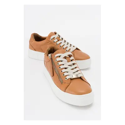 LuviShoes BERLY Camel Genuine Leather Women's Sneakers