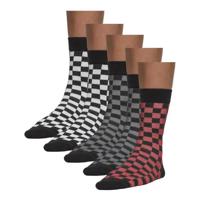 Check Socks 5-Pack blk/h.šedá/wht