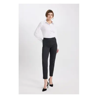 DEFACTO Cigarette Satin Trousers Basic Plain Normal Waist Elasticated Straight Leg