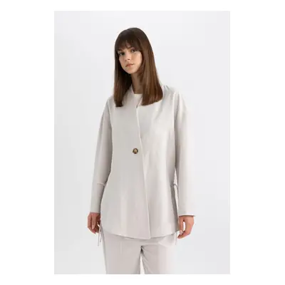 DEFACTO Relax Fit V-Neck Linen Blend Kimono