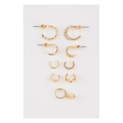 DEFACTO Women's 9-Piece Gold Earrings