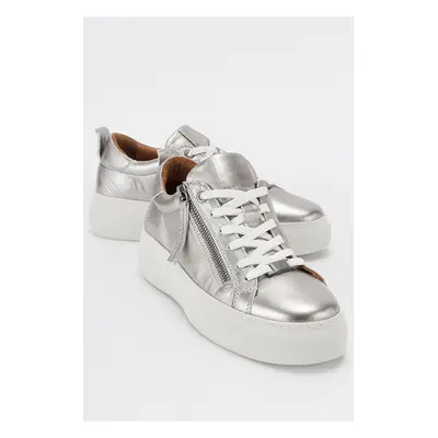 LuviShoes ALLIE Platinum Genuine Leather Women's Sneakers