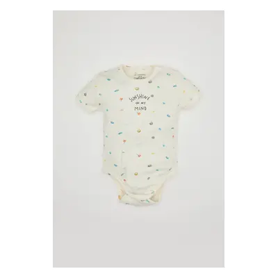 DEFACTO Baby Boy Newborn Crew Neck Patterned Short Sleeve Snap Bodysuit