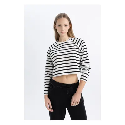 DEFACTO Cool Loose Fit Crew Neck Striped Long Sleeve T-Shirt