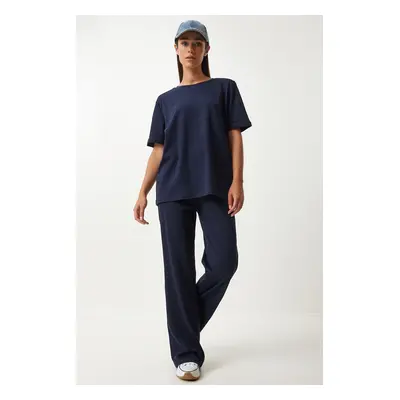 Happiness İstanbul Women's Navy Blue T-Shirt Tracksuit