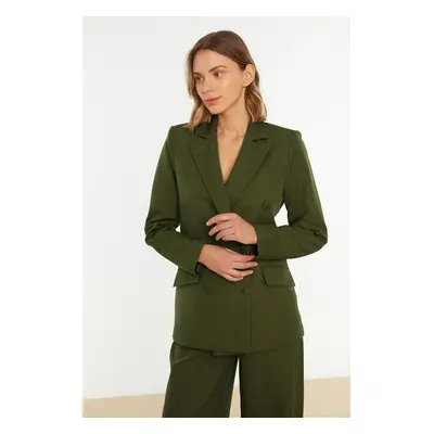 Trendyol Khaki Regular Lined Double Breasted Closure Woven Blazer Jacket