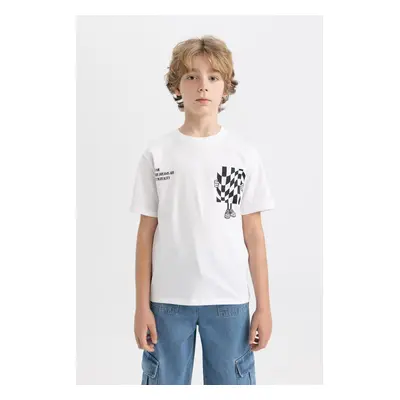 DEFACTO Boy's Crew Neck Printed Short Sleeve T-Shirt