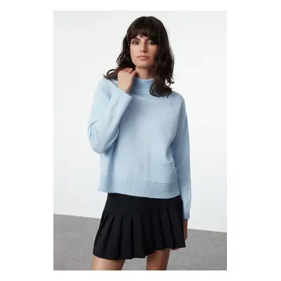 Trendyol Blue Pocket Detailed Soft Textured Knitwear Sweater