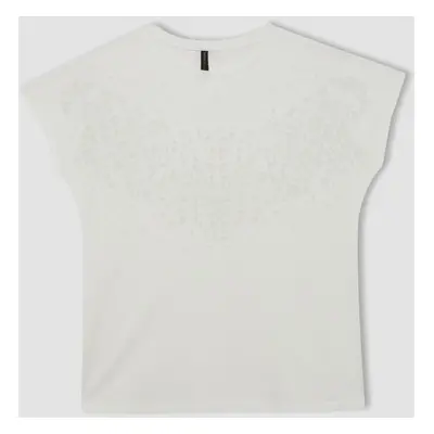 DEFACTO Crew Neck Puff Printed Short Sleeve T-Shirt