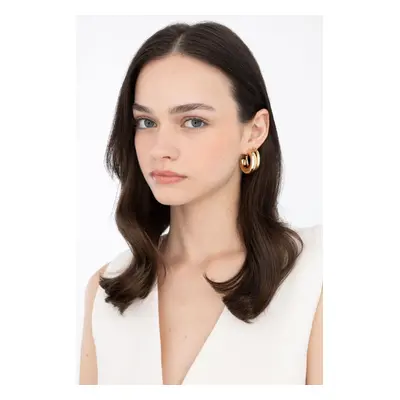 DEFACTO Women's 2-Piece Hoop Gold Earrings