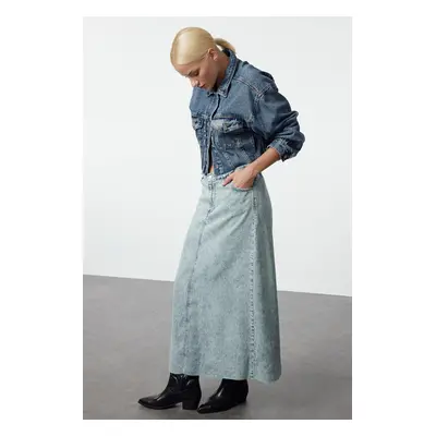 Trendyol Blue Premium 100% Tencel ™ Maxi Denim Skirt