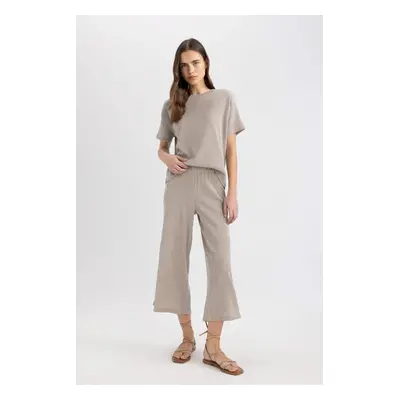 DEFACTO Wide Leg Wide Leg Normal Waist Crepe Capri Pants