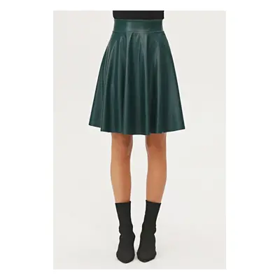 88854 Dewberry Flared Faux Leather Skirt-PETROL