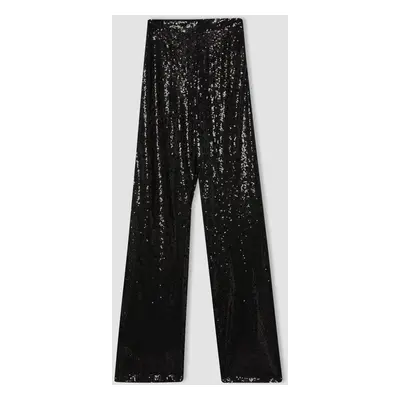 DEFACTO Wide Leg Sequined Fabric Trousers